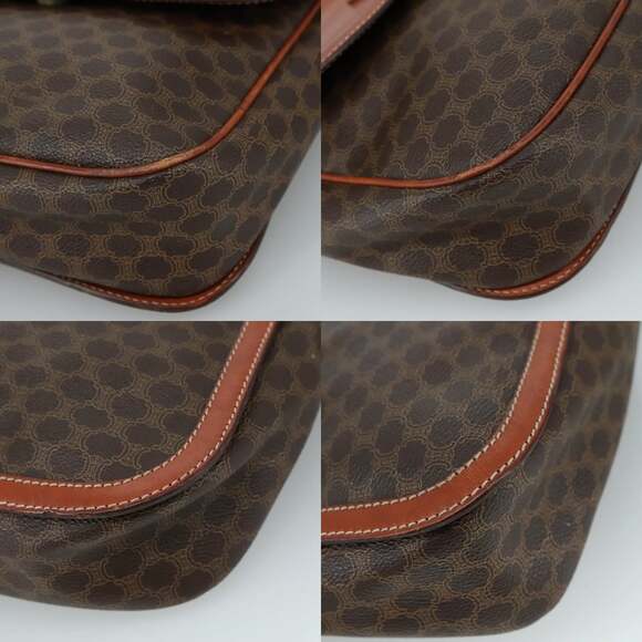 CELINE Macadam Canvas Shoulder Bag Pvc Leather Brown Gold - Picture 10 of 13